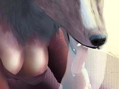 God, how this wolf girl swallows a dick  blowjob lesson for