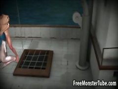 3D elf sucks cock and gets fucked hard on a boat