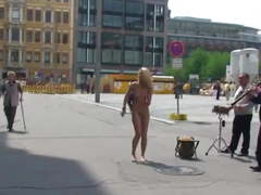 Naked woman dancing in the street - nude in public -cmnf