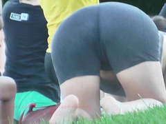 DAMN -  Sweaty Thick White MILF Cameltoe  NutBooty Shorts