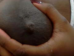 Amazing dark milk nipple play