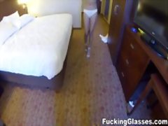 Hotel room spy glasses fuck